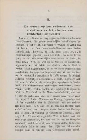 II. De wetten op het verleenen van verlof aan en het schorsen van rechterlijke ambtenaren