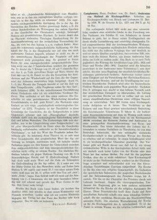 70-71 [Rezension] Campenhausen, Hans von, Ambrosius von Mailand als Kirchenpolitiker