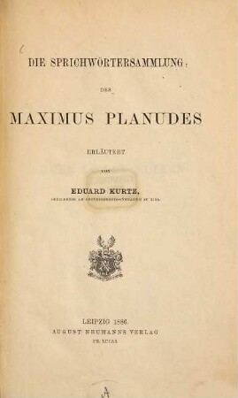 Die Sprichwörtersammlung des Maximus Planudes