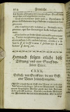 Hernach folgen etliche böse Tödtung/ und von Straff derselben Thäter.