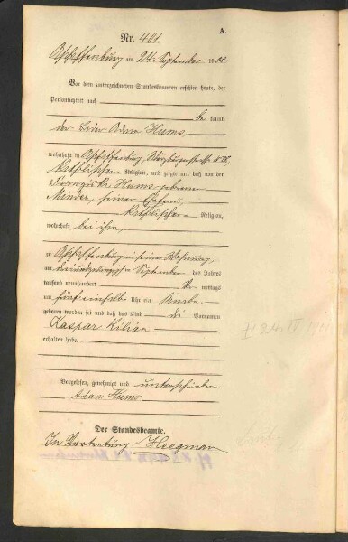 Standesamtsbuch der Stadt Aschaffenburg: Geburten 365/1900 - 184/1901