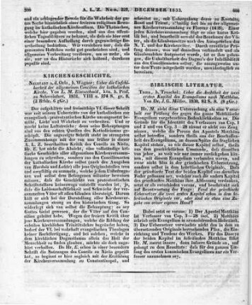 Eisenschmid, L. M.: Über die Unfehlbarkeit der allgemeinen Concilien der katholischen Kirche. Neustadt a. d. Orla: Wagner 1831