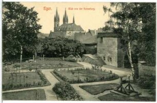 Eger (Böhmen). Blick von der Kaiserburg zur Basilika St. Nikolaus