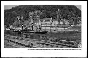 Blick auf Herrnskretschen (Hřensko) mit Herrenhaus und Elbdampfer