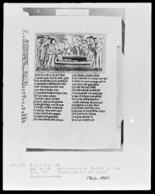 Rudolf von Ems, Weltchronik — Begräbnisszene, Folio 130recto