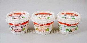 Drei Verpackungen für Schweineschmalz der "Reichelt" Eigenmarke
