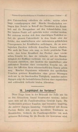 18. Langlebigkeit der Vorfahren?