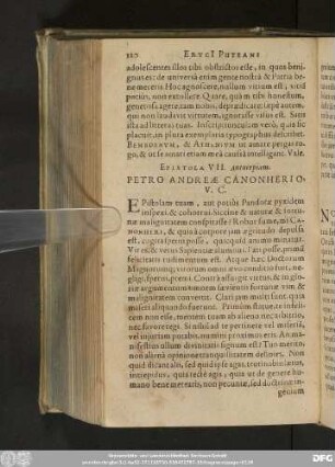 Epistola VII. Antverpiam. Petro Andreae Canonherio, V. C.