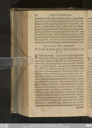 Epistola VII. Antverpiam. Petro Andreae Canonherio, V. C.