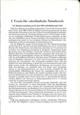 I. Verein für vaterländische Naturkunde