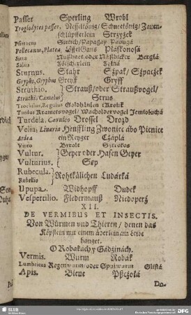 XII. De Vermibus Et Insectis