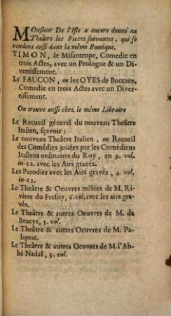 Arlequin Sauvage : Comedie En Trois Actes ; Representée pour la premiere fois par les Comédiens Italiens ordinaires du Roy, le 17. Juin 1721