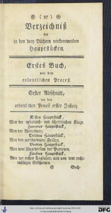 Verzeichniß der in den drey Büchern vorkommenden Hauptstücken.