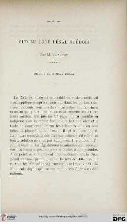 2.Ser. 2.1881: Sur le code pénal suédois
