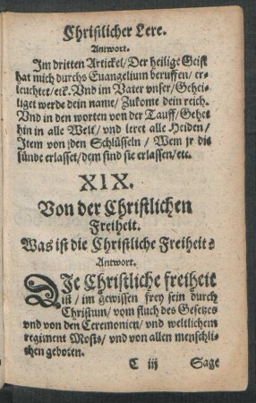 XIX. Von der Christlichen Freiheit.
