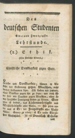 [...] Ein- und Zwanzigste Lehrstunde.