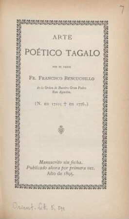 Arte Poetico Tagalo