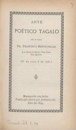 Arte Poetico Tagalo