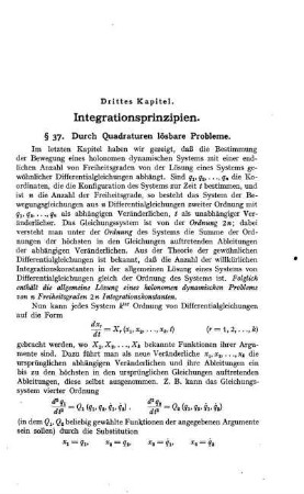 § 37. Durch Quadraturen lösbare Probleme.