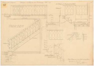 Wohnhaus Böhmer, Heidelberg: Treppengeländer: Ansichten, Schnitte 1:10