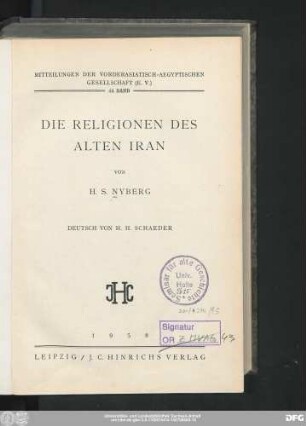 Die Religionen des alten Iran