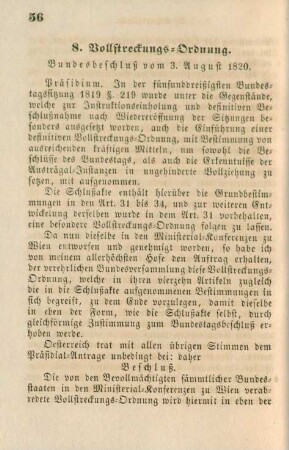 8. Vollstreckungs-Ordnung. Bundesbeschluß vom 3. August 1820