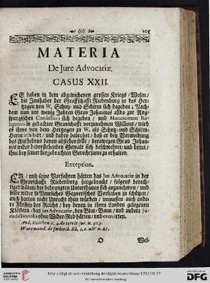 Materia de Jure Advocatiae
