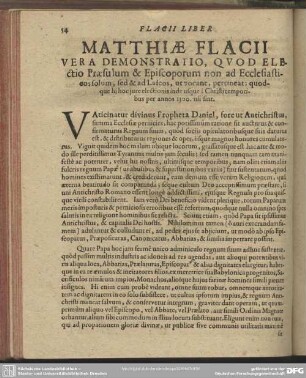 Flacii Liber De Electione Episcoporum