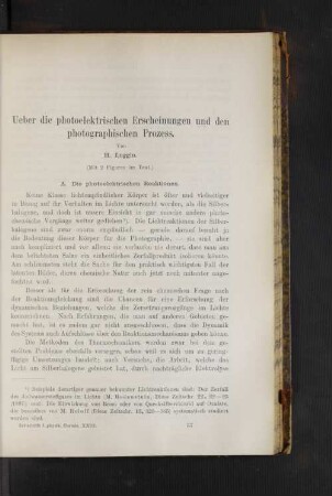 Ueber die photoelektrischen Erscheinungen un den photographischen Prozess.