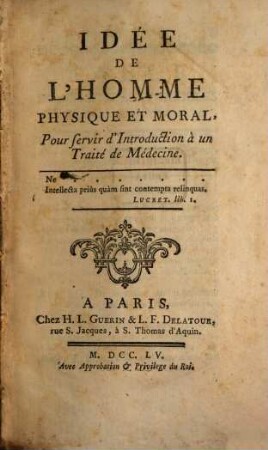 Idée de l'homme physique et moral