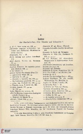 II. Index der Handschriften, alten Drucke und Urkunden