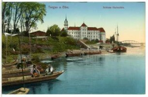Torgau. Schloss Hartenfels - Elbe mit Fischerbooten