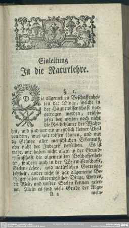 Einleitung In die Naturlehre