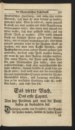 Das erste Capitel. Von den Personen und was der Poete dabey zu beobachten hat