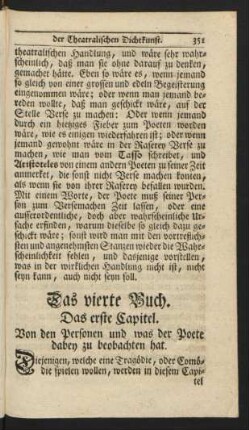 Das erste Capitel. Von den Personen und was der Poete dabey zu beobachten hat