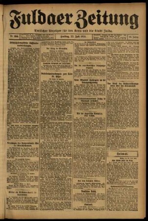 Ausgabe vom Freitag, den 22. Juli 1921.