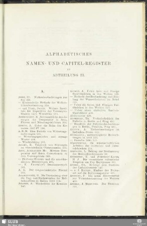 Alphabetisches Namen- und Capitel-Register zu Abtheilung III