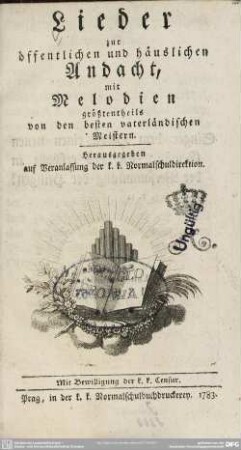 Lieder zur öffentlichen und häuslichen Andacht : mit Melodien größtentheils von den besten vaterländischen Meistern