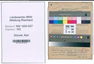 Entnazifizierung Karl Schunk , geb. 06.03.1902 (Kaufmann)
