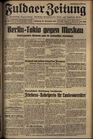 Ausgabe vom Mittwoch, den 25. November 1936.
