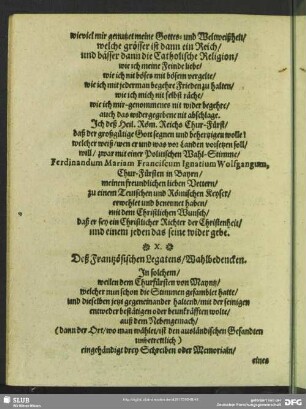 [X. Des Frantzösischen Gesandtens Wahl-Bedencken]