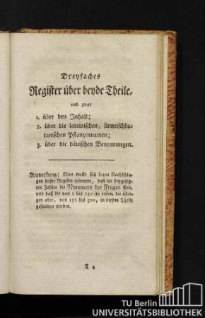 Dreyfaches Register über beyde Theile