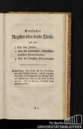Dreyfaches Register über beyde Theile