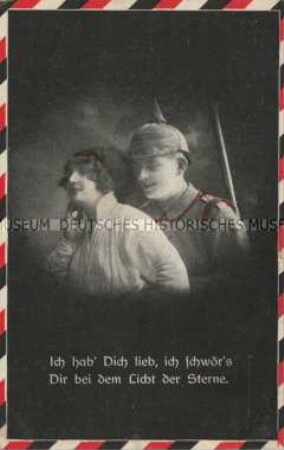 Frau und Soldat, mit Vers