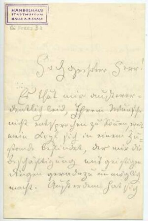 Brief von Robert Franz an Hans von Wolzogen