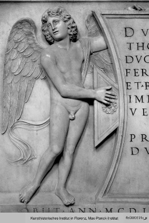Grabmonument des Dogen Giovanni Mocenigo : Engel, eine Inschrift tragend