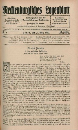 Nr. 9. Rostock, den 27. März 1932. 60. Jahrg.