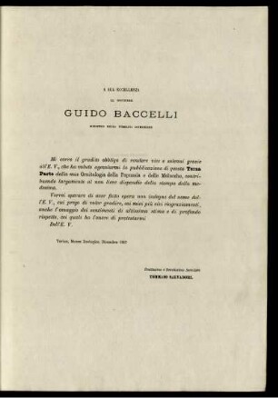 A Sua Eccellenza Il Dottore Guido Baccelli