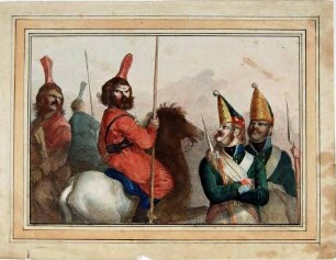 Russische Grenadiere und Kosaken