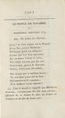 Le Prince De Navarre. Ou Mathurin Bruneau (I).